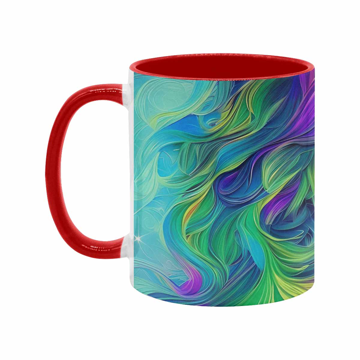 Coffee mug, tea cup, multicolor mug, caucasian type face, design 29