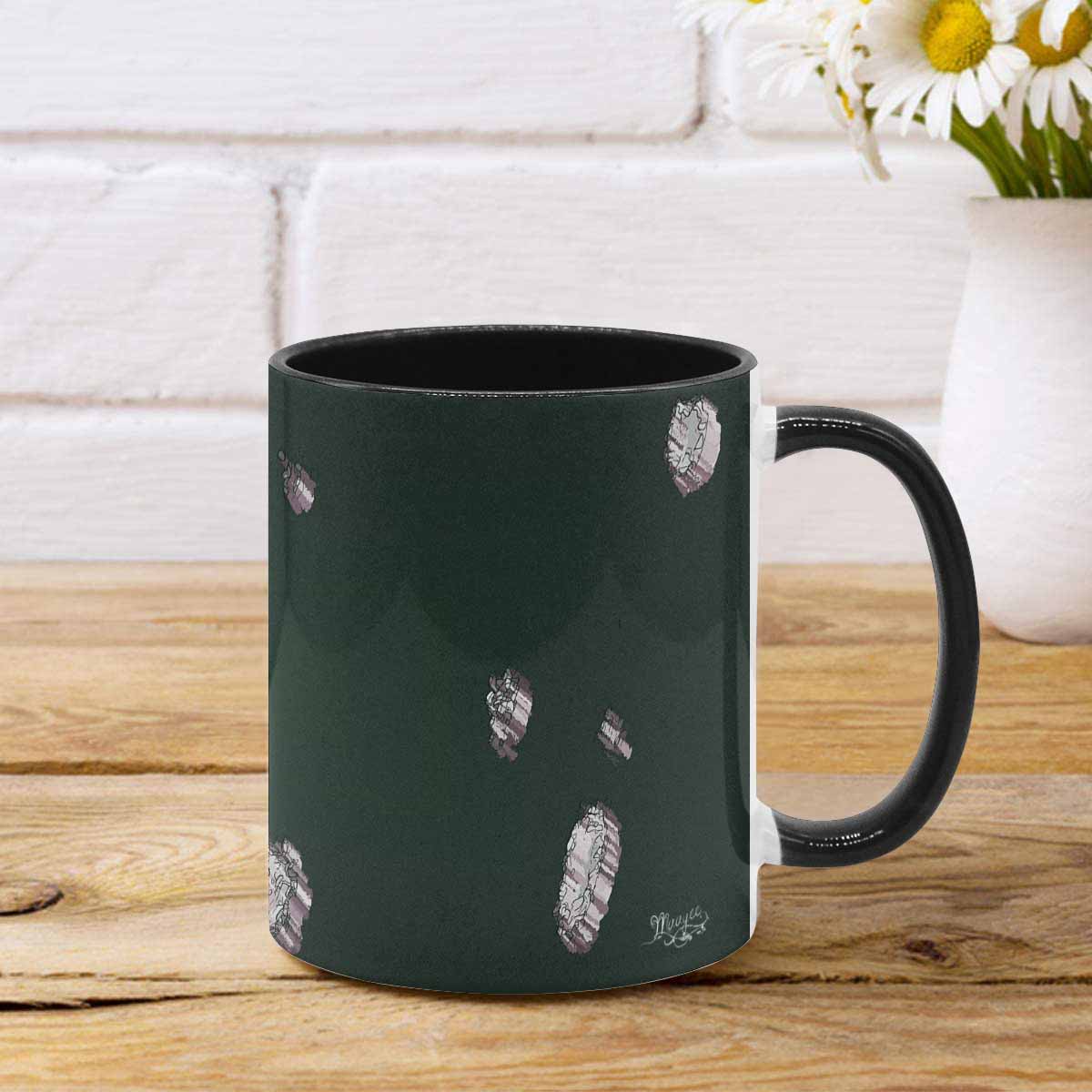 Coffee Mug, tea cup, black core, abstract, design 93