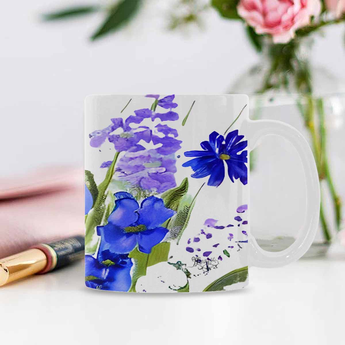 USA made Quality Mug, coffee mug, tea cup, Bright florals, Set 1A, Design 96