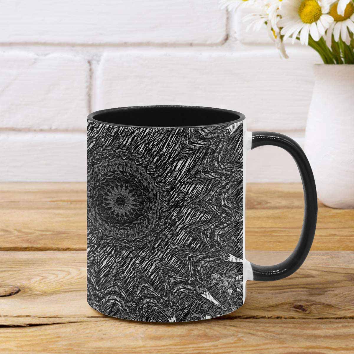 Coffee Mug, tea cup, black core, abstract, design 33