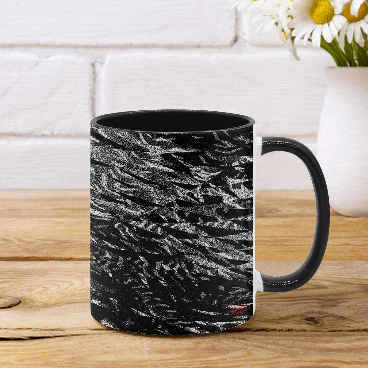 Coffee Mug, tea cup, black core, abstract, design 131