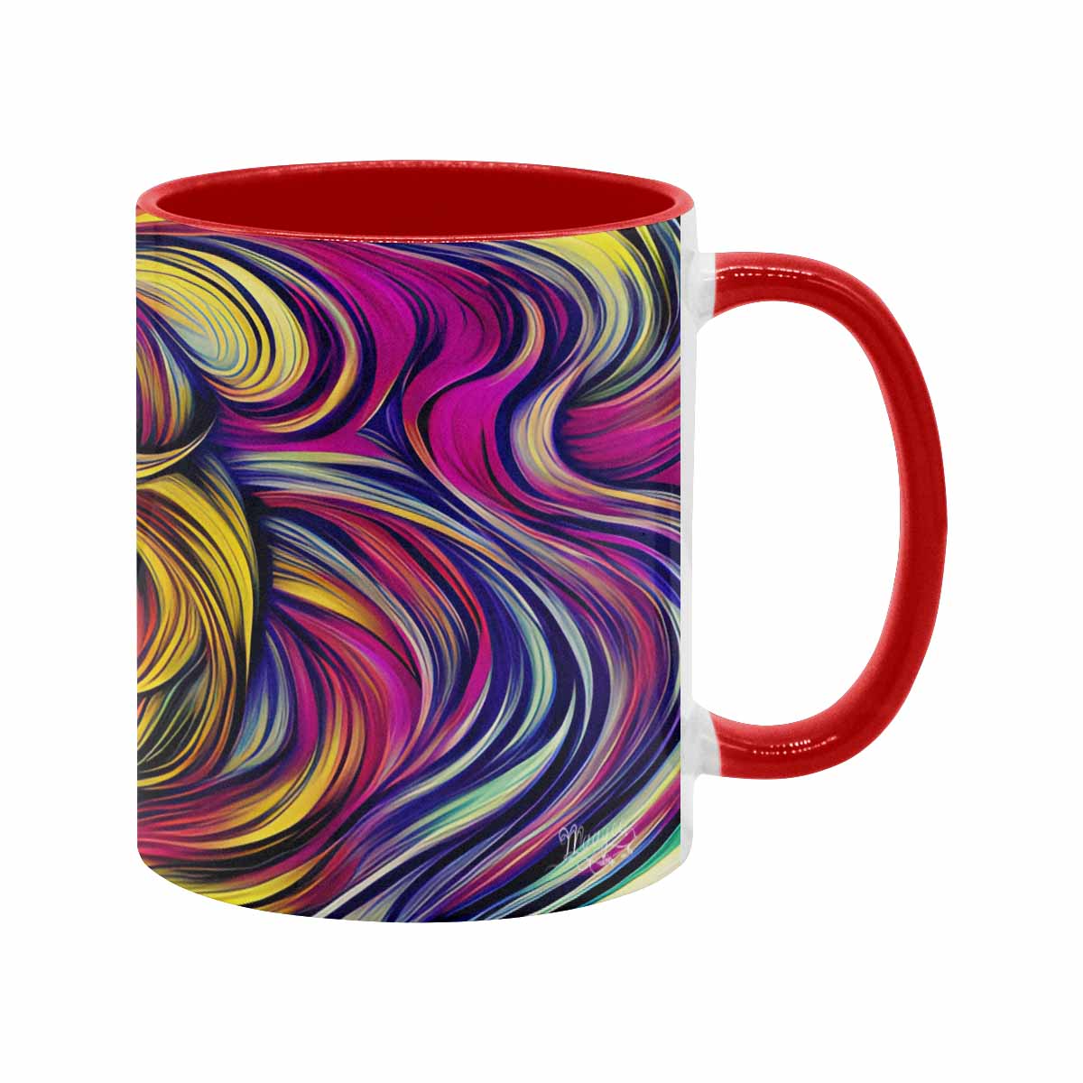 Coffee mug, tea cup, multicolor mug, caucasian type face, design 27