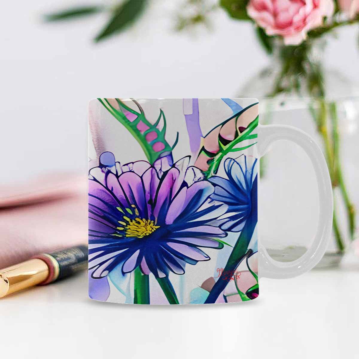 Quality Mug, coffee mug, tea cup, Bright florals, Set 1, Design 42