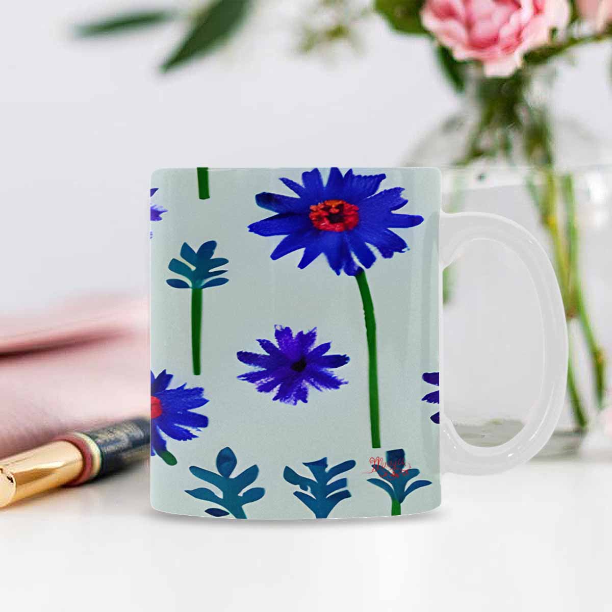 USA made Quality Mug, coffee mug, tea cup, Bright florals, Set 1, Design 138