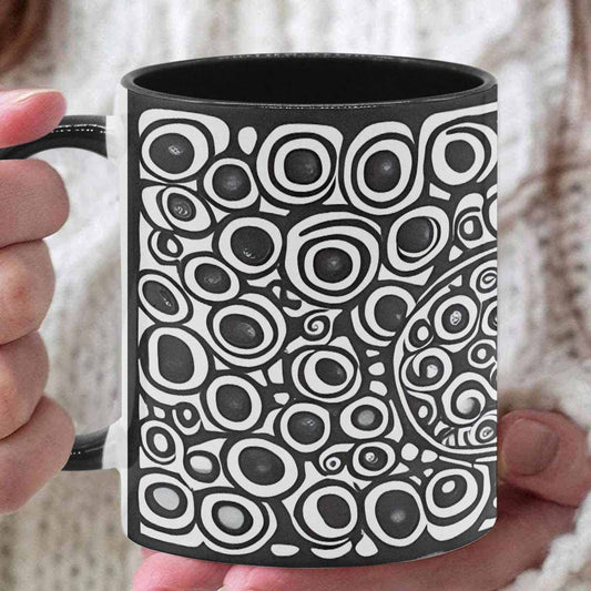 Coffee Mug, tea cup, black core, abstract, design 27