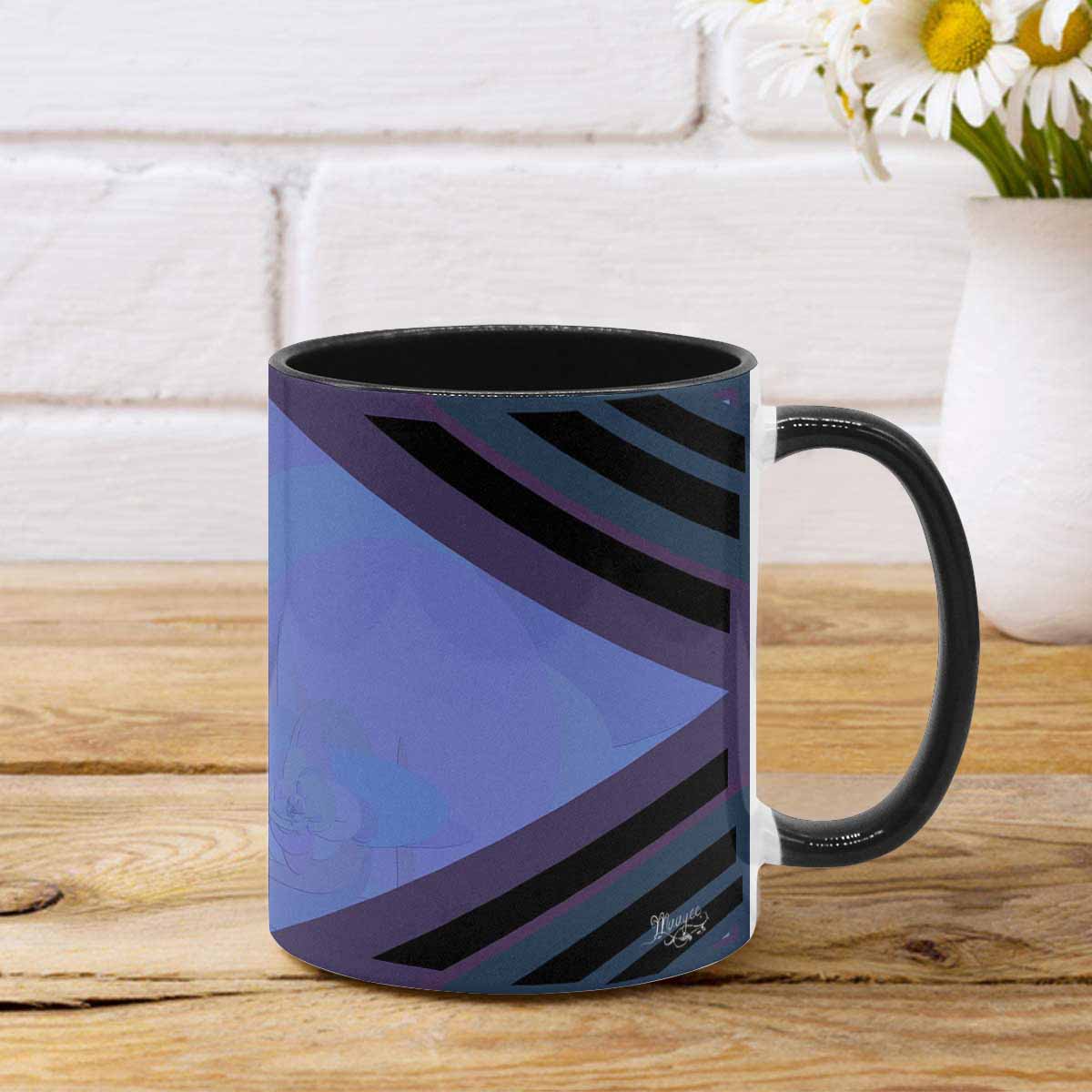 Coffee Mug, tea cup, black core, abstract, design 8