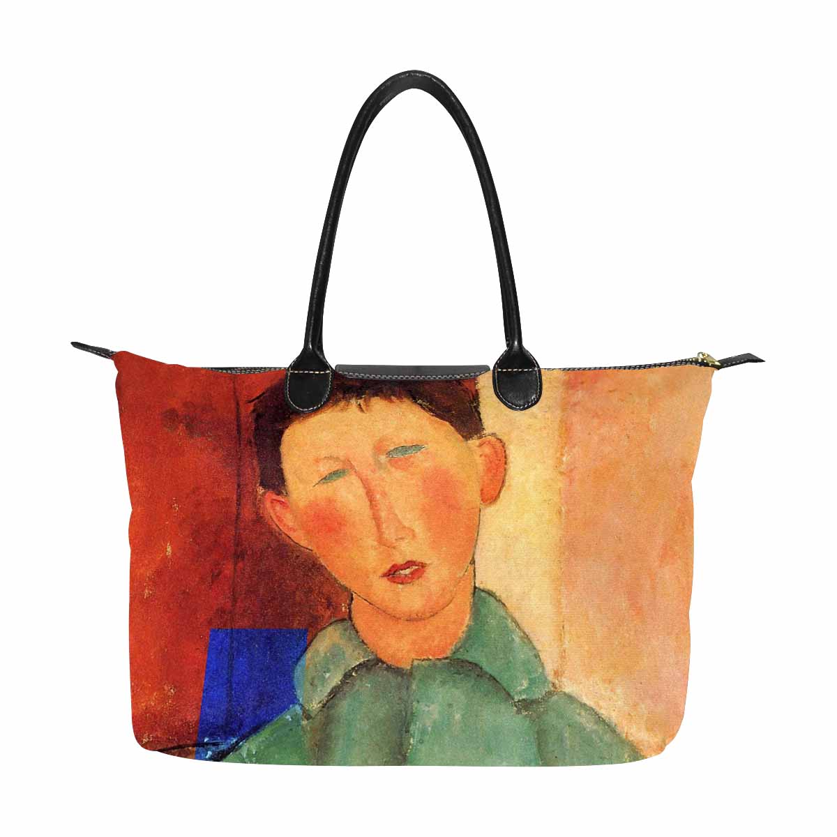 Classic handbag, Modigliani design, choice of 2 colors, Boy in a blue jacket version 1 & 2