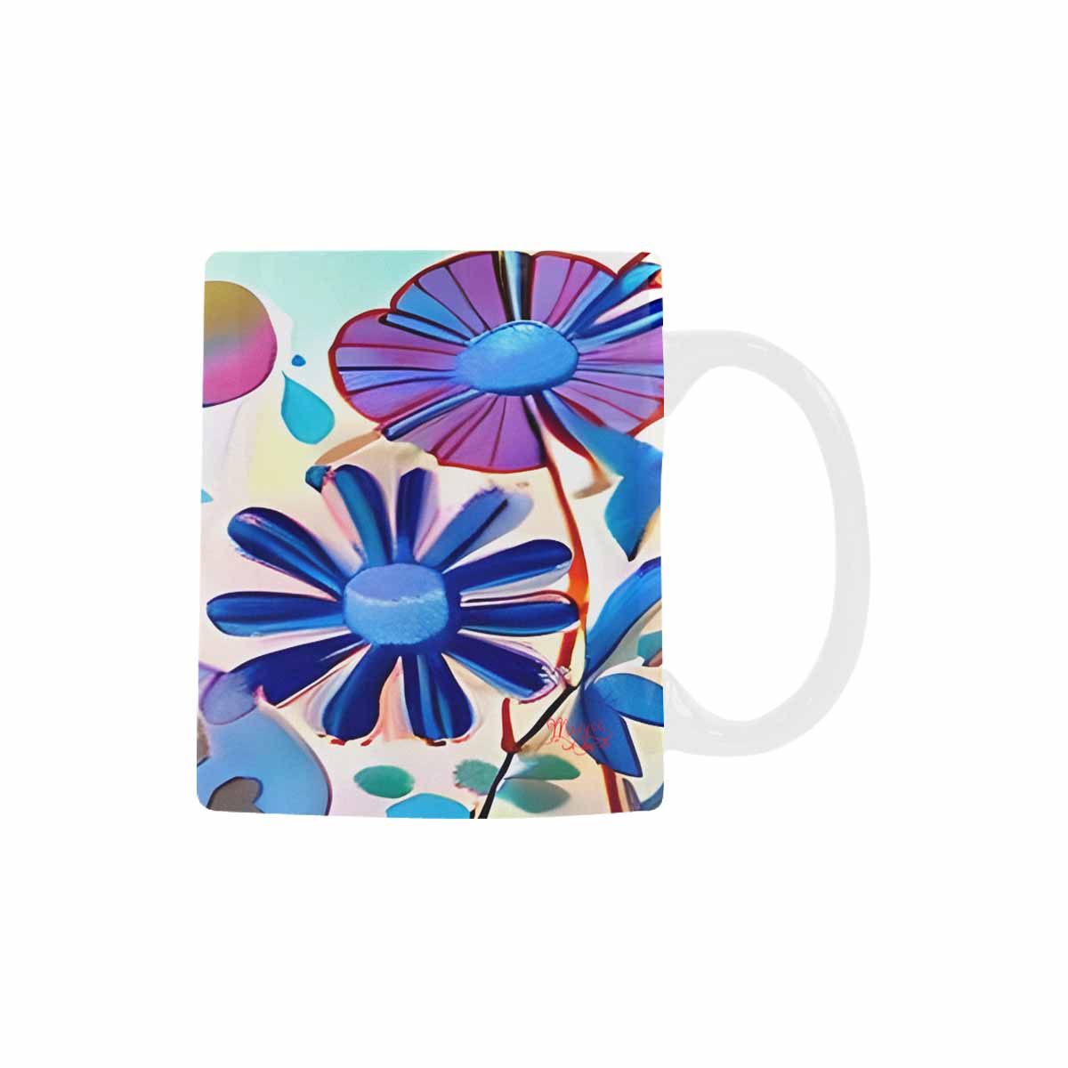 USA made Quality Mug, coffee mug, tea cup, Bright florals, Set 1, Design 51