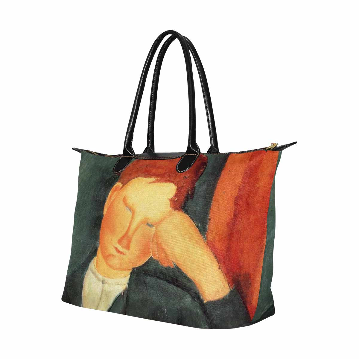 Classic handbag, Modigliani design, choice of 2 colors, Peasant boy version 1 & 2