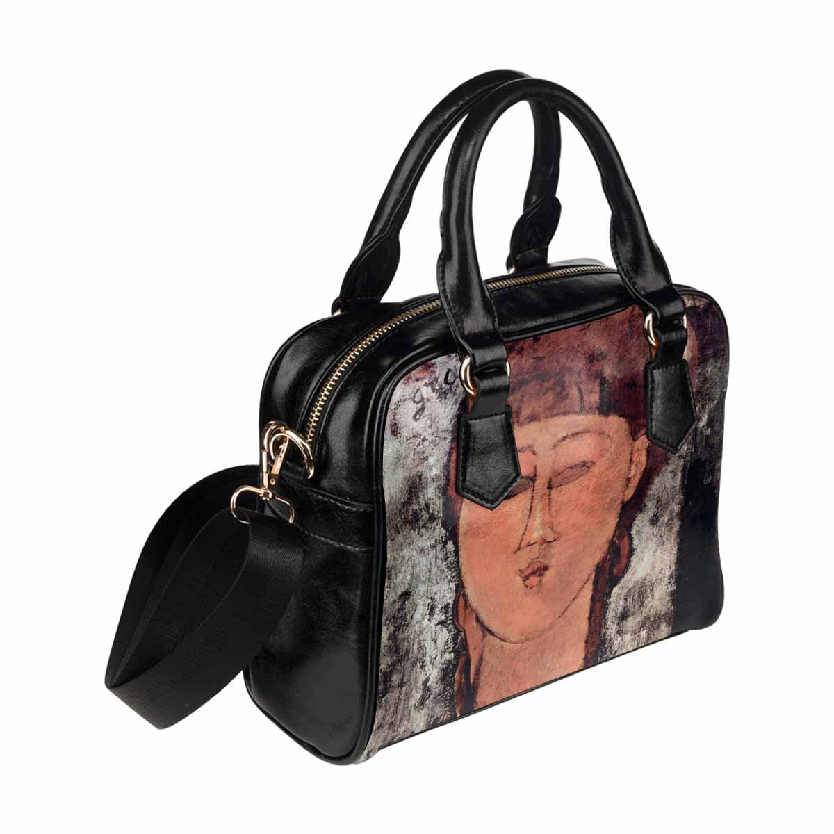 Shoulder PU Leather handbag, Modigliani design, choice of 2 colors, Enfant Gras