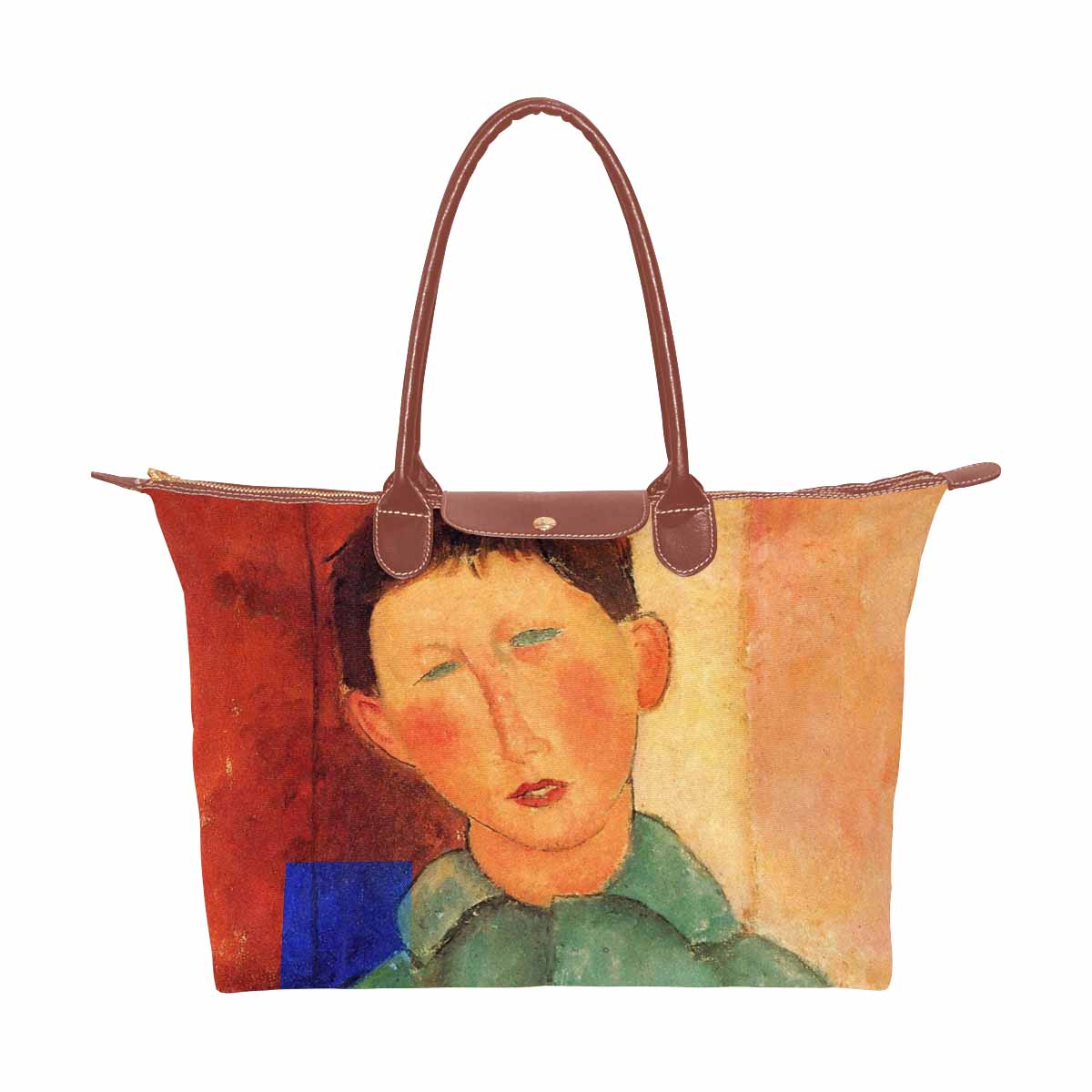 Classic handbag, Modigliani design, choice of 2 colors, Boy in a blue jacket version 1 & 2