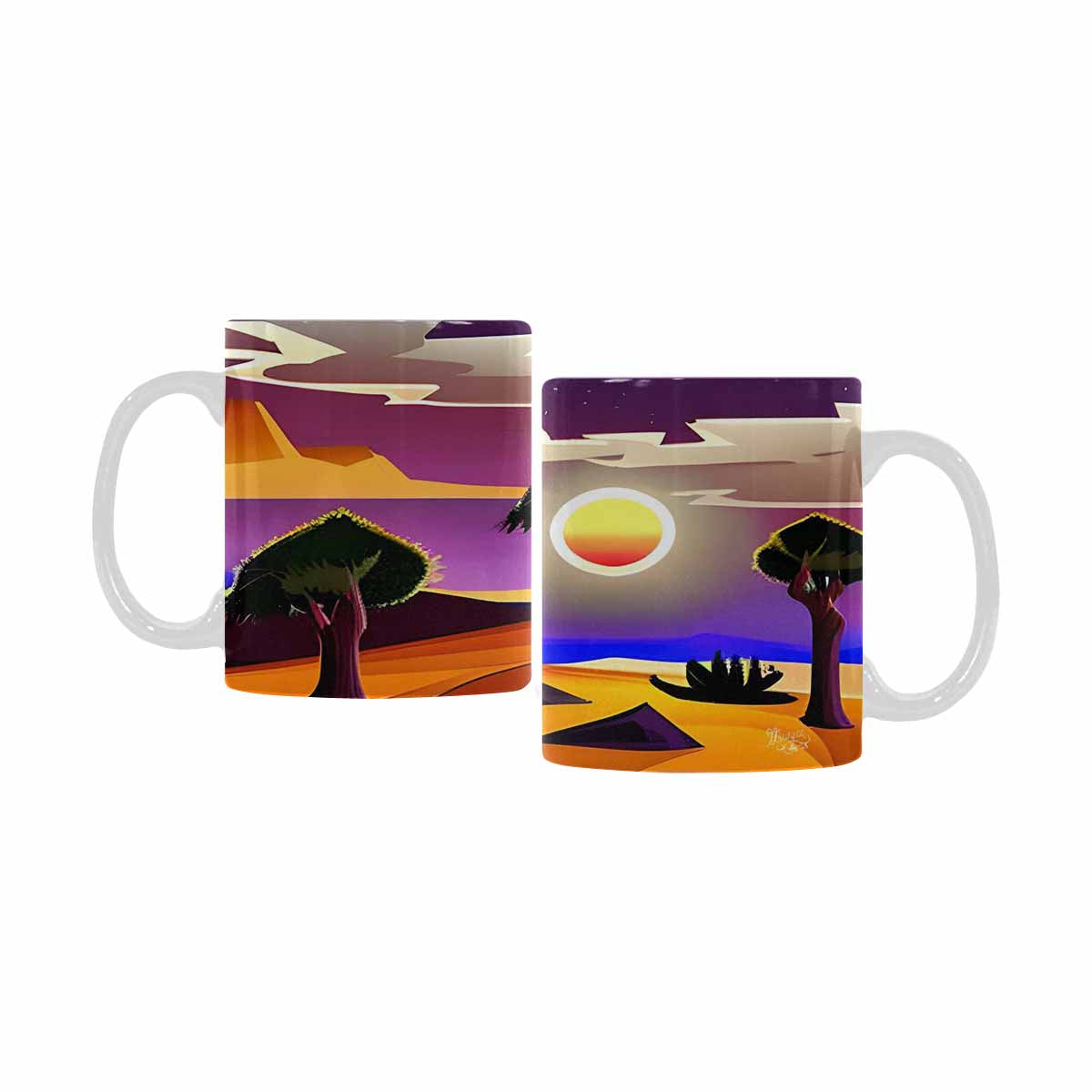 Coffee Mug, tea cup, desert scene, design 52