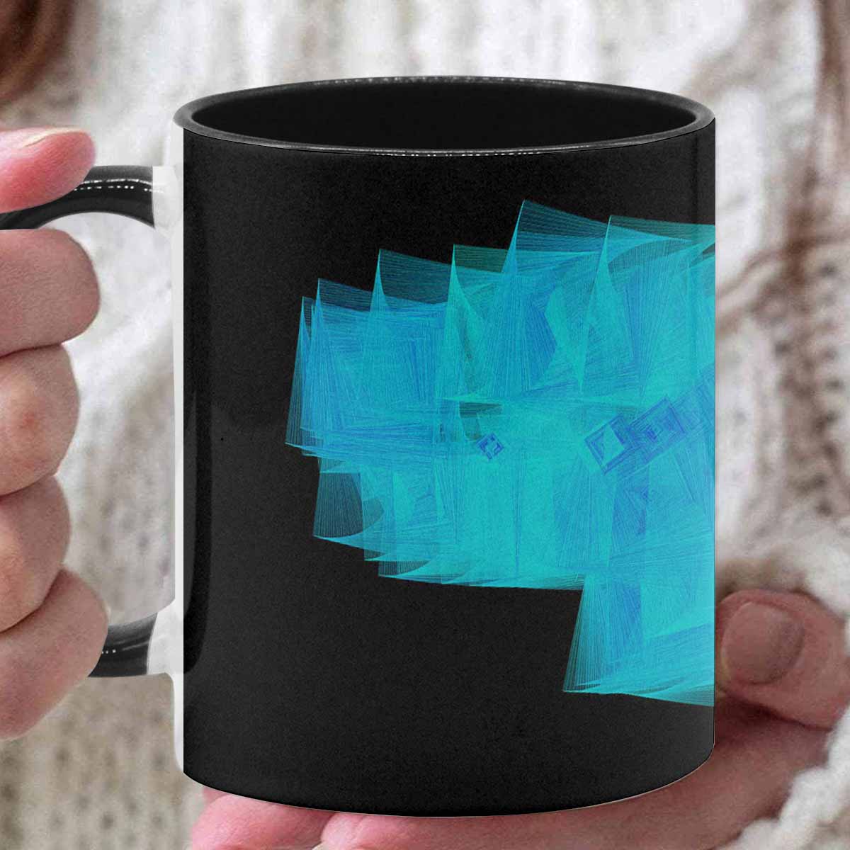 Coffee Mug, tea cup, black core, abstract, design 140