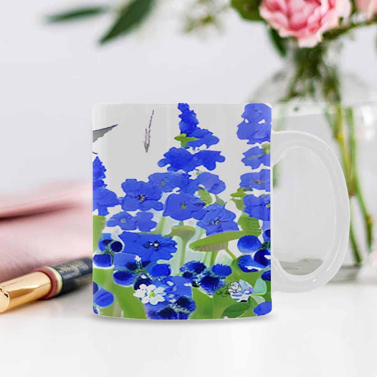 USA made Quality Mug, coffee mug, tea cup, Bright florals, Set 1A, Design 89