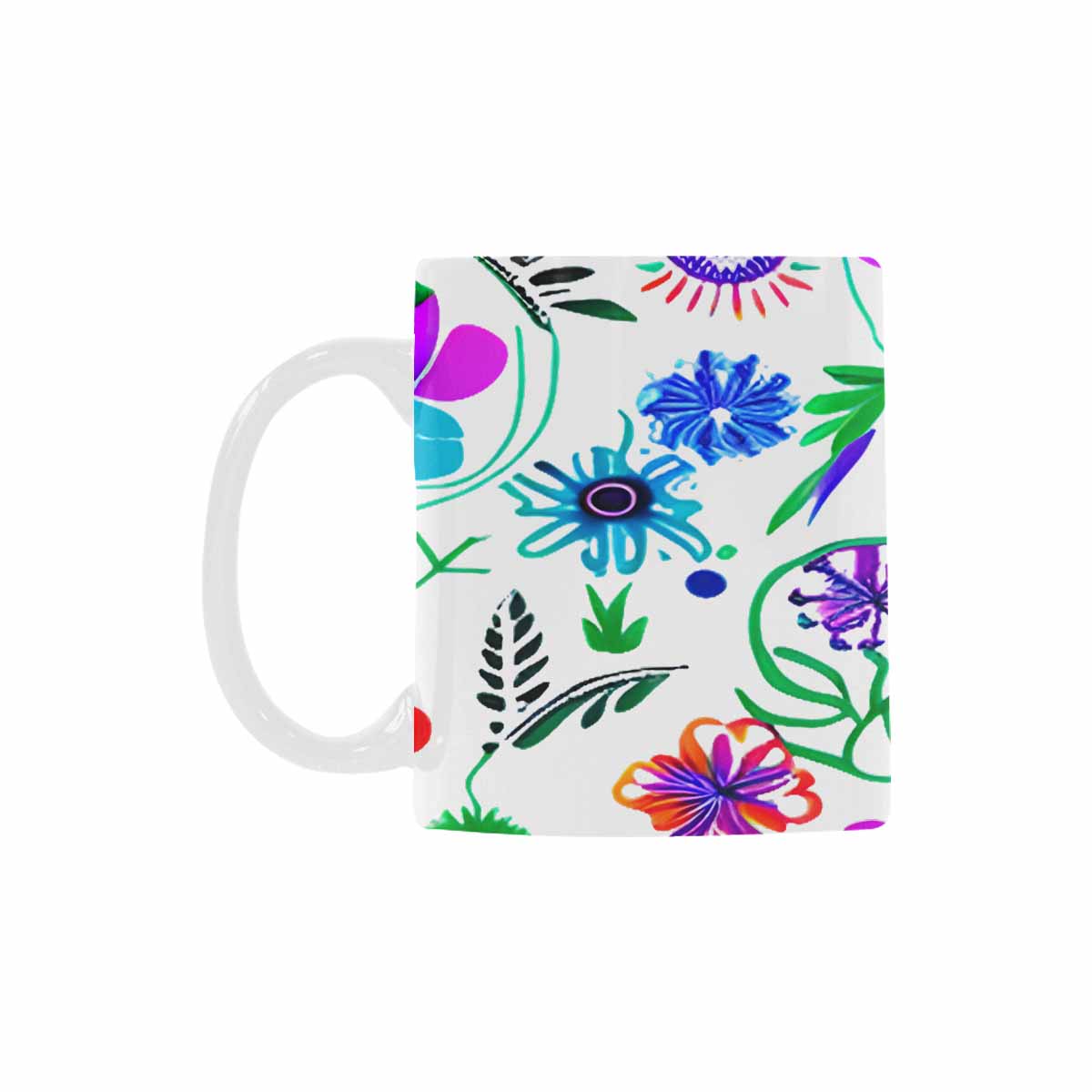 USA made Quality Mug, coffee mug, tea cup, Bright florals, Set 1A, Design 128