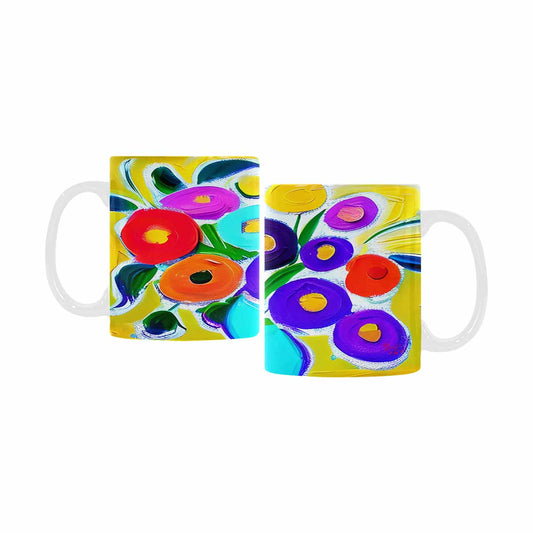 USA made Quality Mug, coffee mug, tea cup, Bright florals, Set 1, Design 66