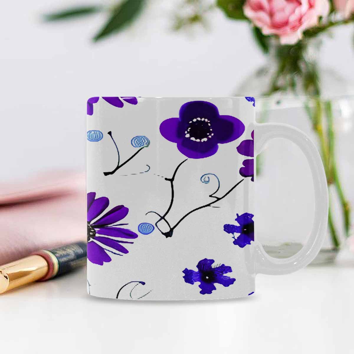 Quality Mug, coffee mug, tea cup, Bright florals, Set 1A, Design 137