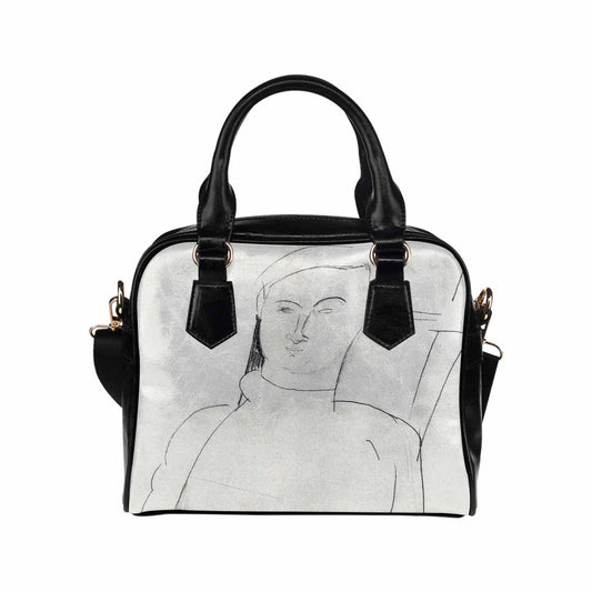 Shoulder PU Leather handbag, Modigliani design, choice of 2 colors, Jacques Lipchitz