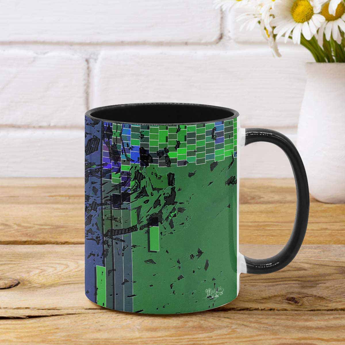 Coffee Mug, tea cup, black core, abstract, design 41