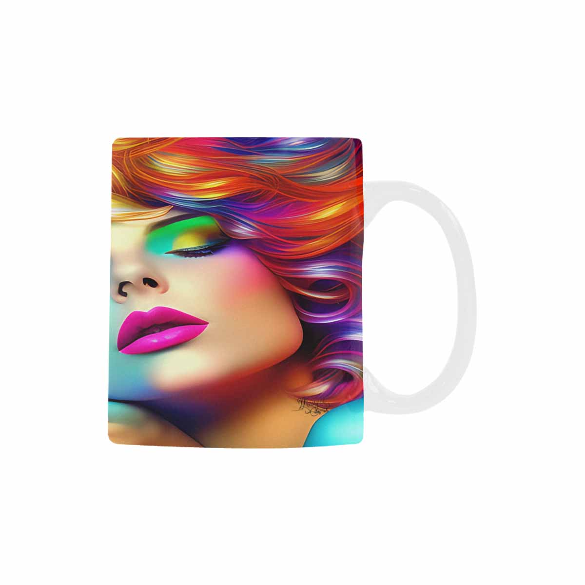 USA, Color Coffee Mug, tea cup, caucasian Face, design 13