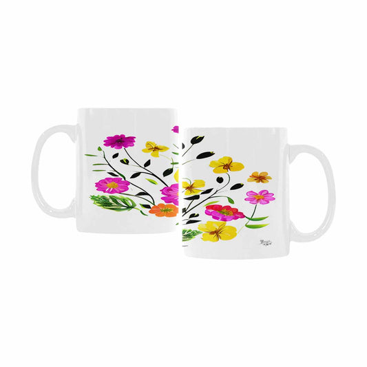 USA made Quality Mug, coffee mug, tea cup, Bright florals, Set 2, design 88