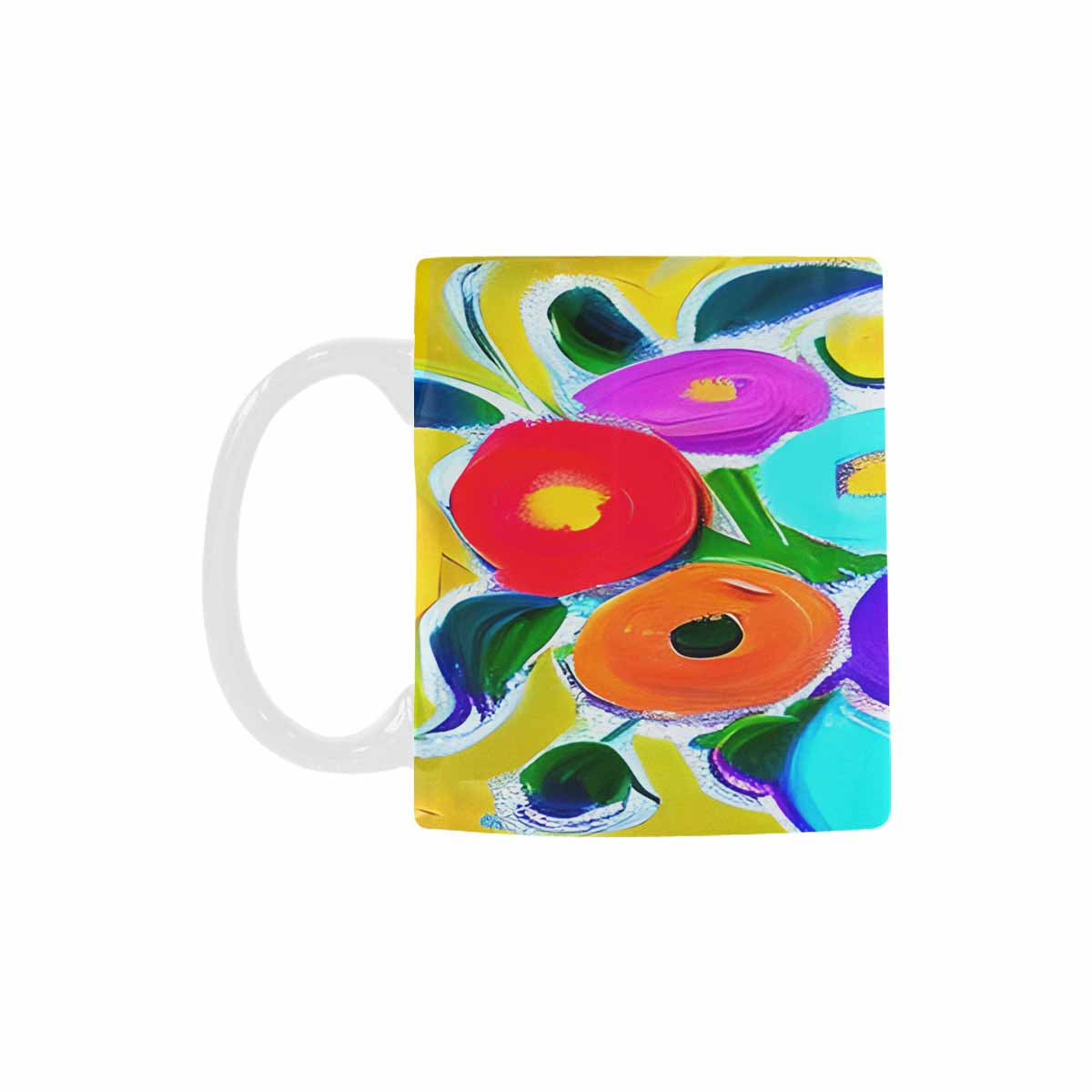 USA made Quality Mug, coffee mug, tea cup, Bright florals, Set 1, Design 66