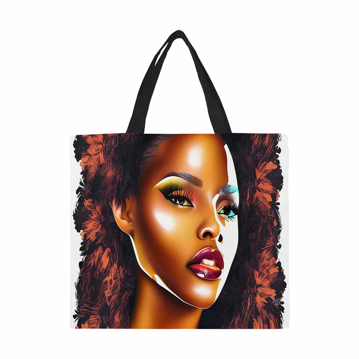 Canvas tote bag, Large, Black Faces, Set 1, design 36