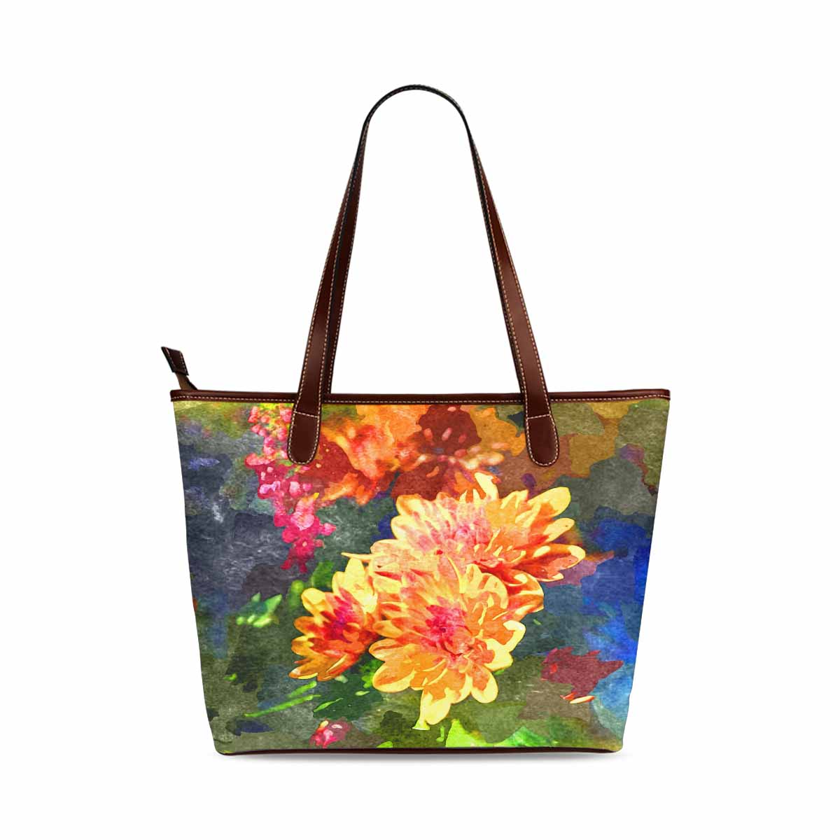 Classic Fabric handbag, watercolor floral, design 54