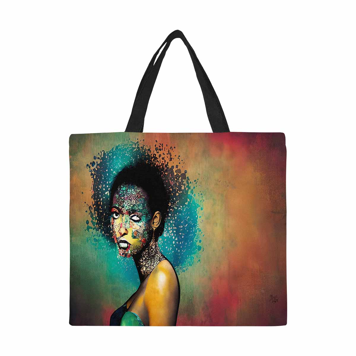 Canvas tote bag, Large, Black Faces, Set 1, design 54