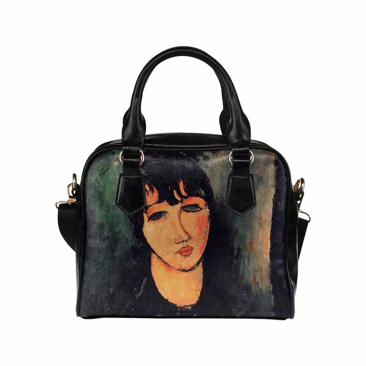 Shoulder PU Leather handbag, Modigliani design, choice of 2 colors, Housemaid