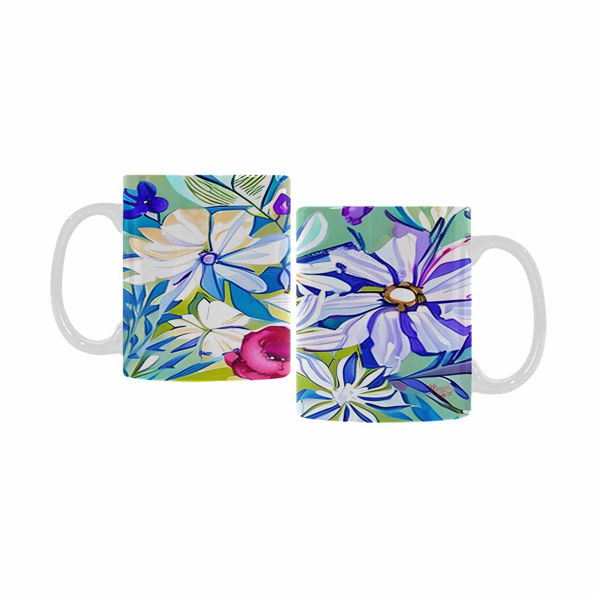 Quality Mug, coffee mug, tea cup, Bright florals, Set 1, Design 7