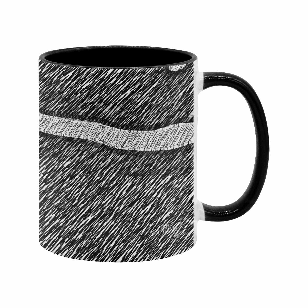 Coffee Mug, tea cup, black core, abstract, design 34