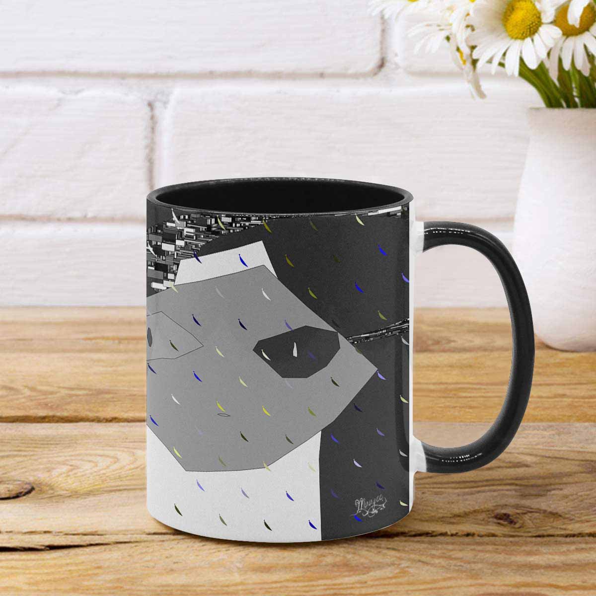 Coffee Mug, tea cup, black core, abstract, design 61