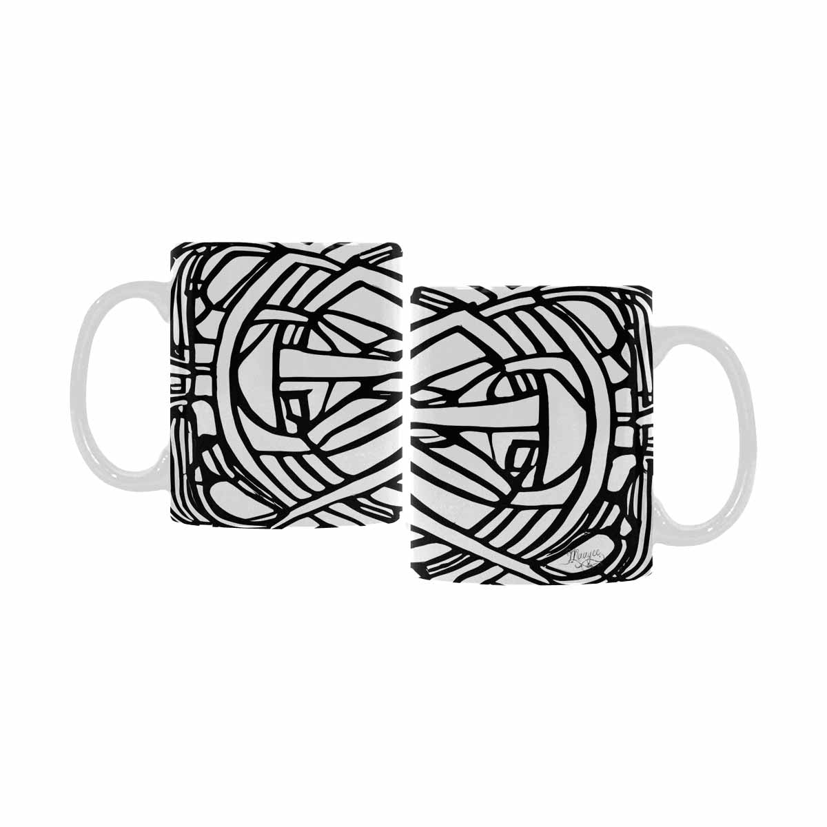 Quality Mug, coffee mug, tea cup, B & W Abstract, Set 1, design 50