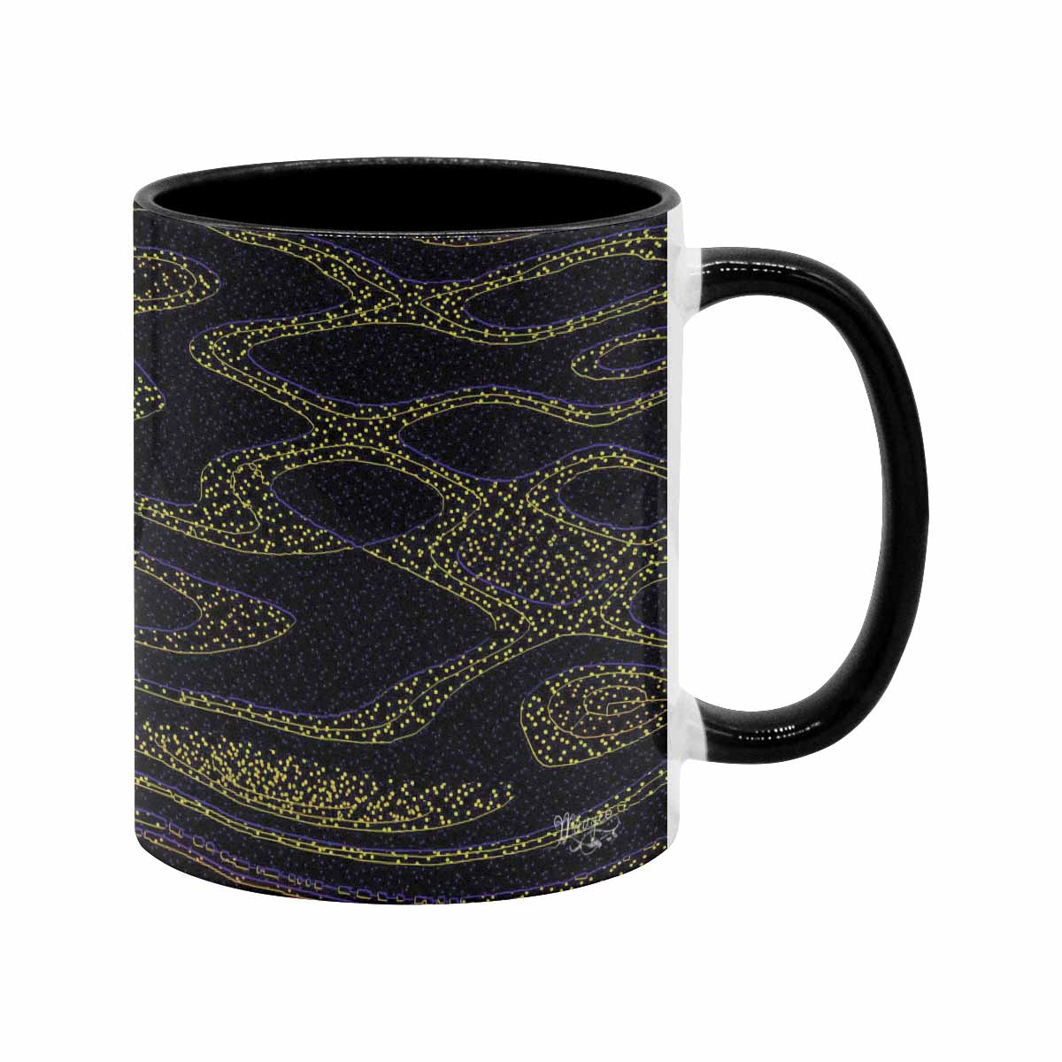 Coffee Mug, tea cup, black core, abstract, design 91