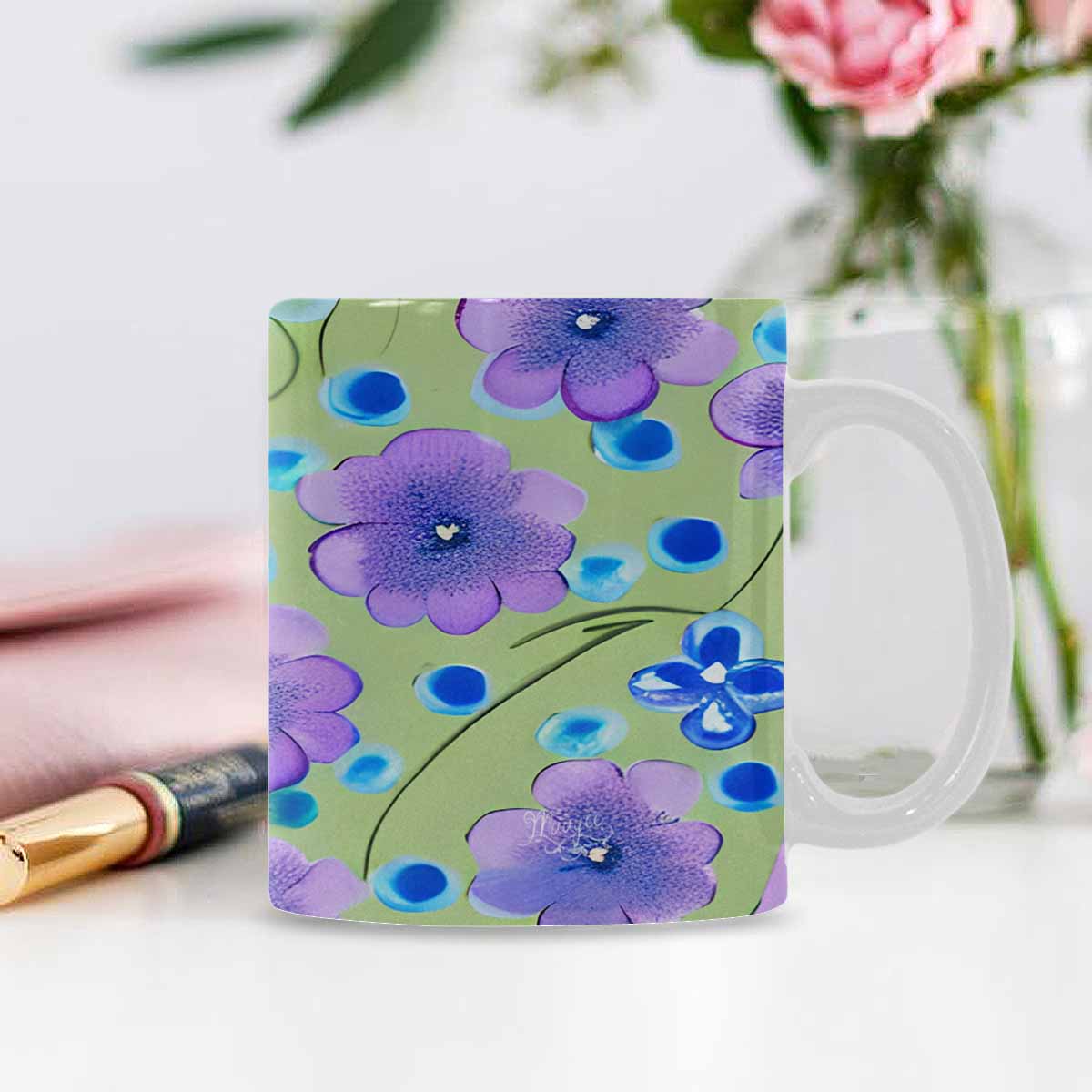 Quality Mug, coffee mug, tea cup, Bright florals, Set 1, Design 142