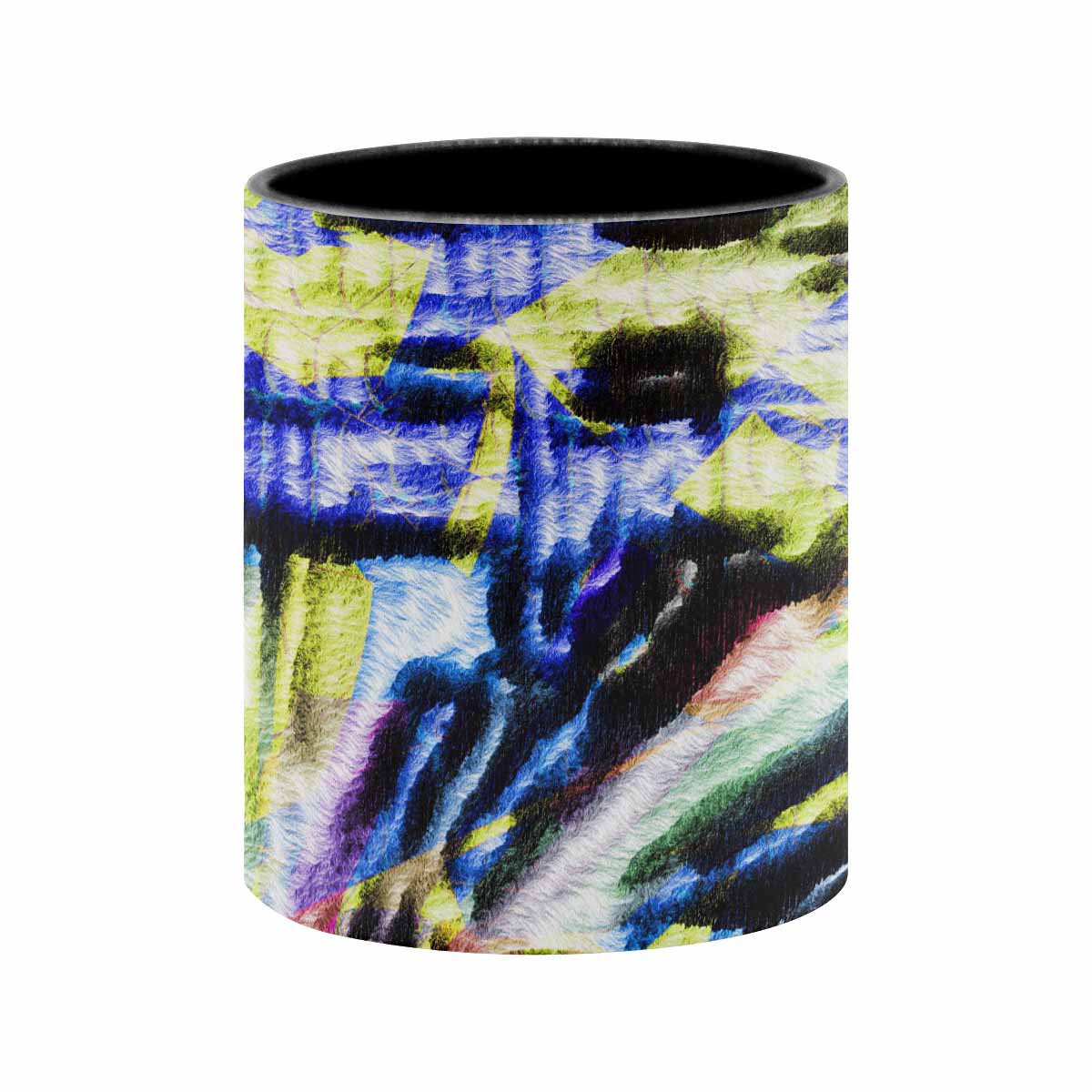 Coffee Mug, tea cup, black core, abstract, design 5