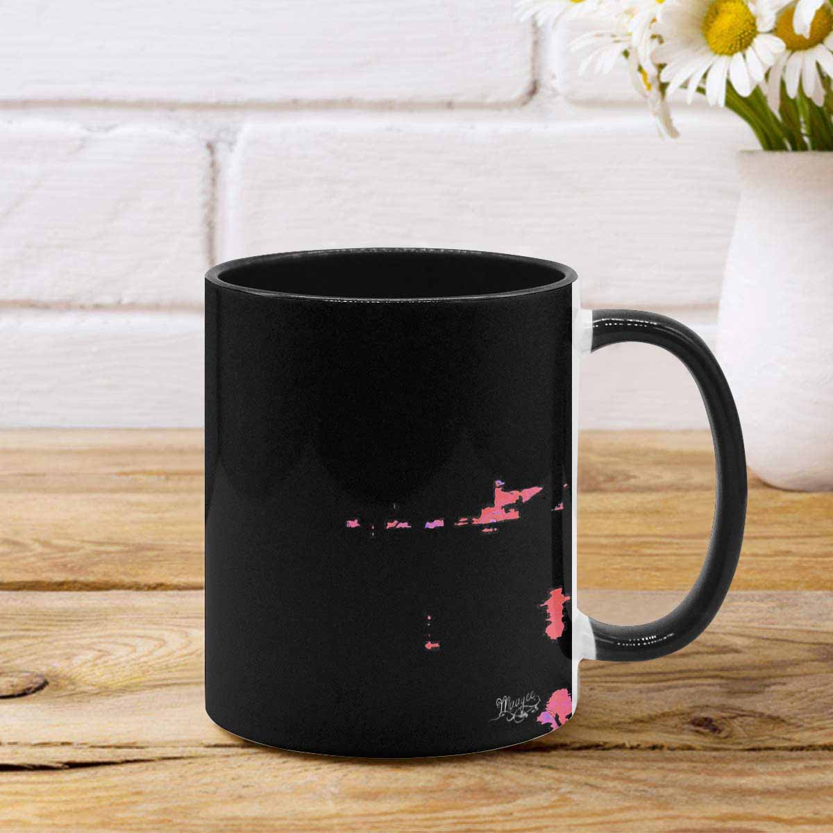 Coffee Mug, tea cup, black core, abstract, design 74