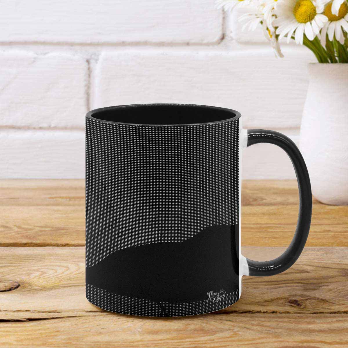 Coffee Mug, tea cup, black core, abstract, design 125