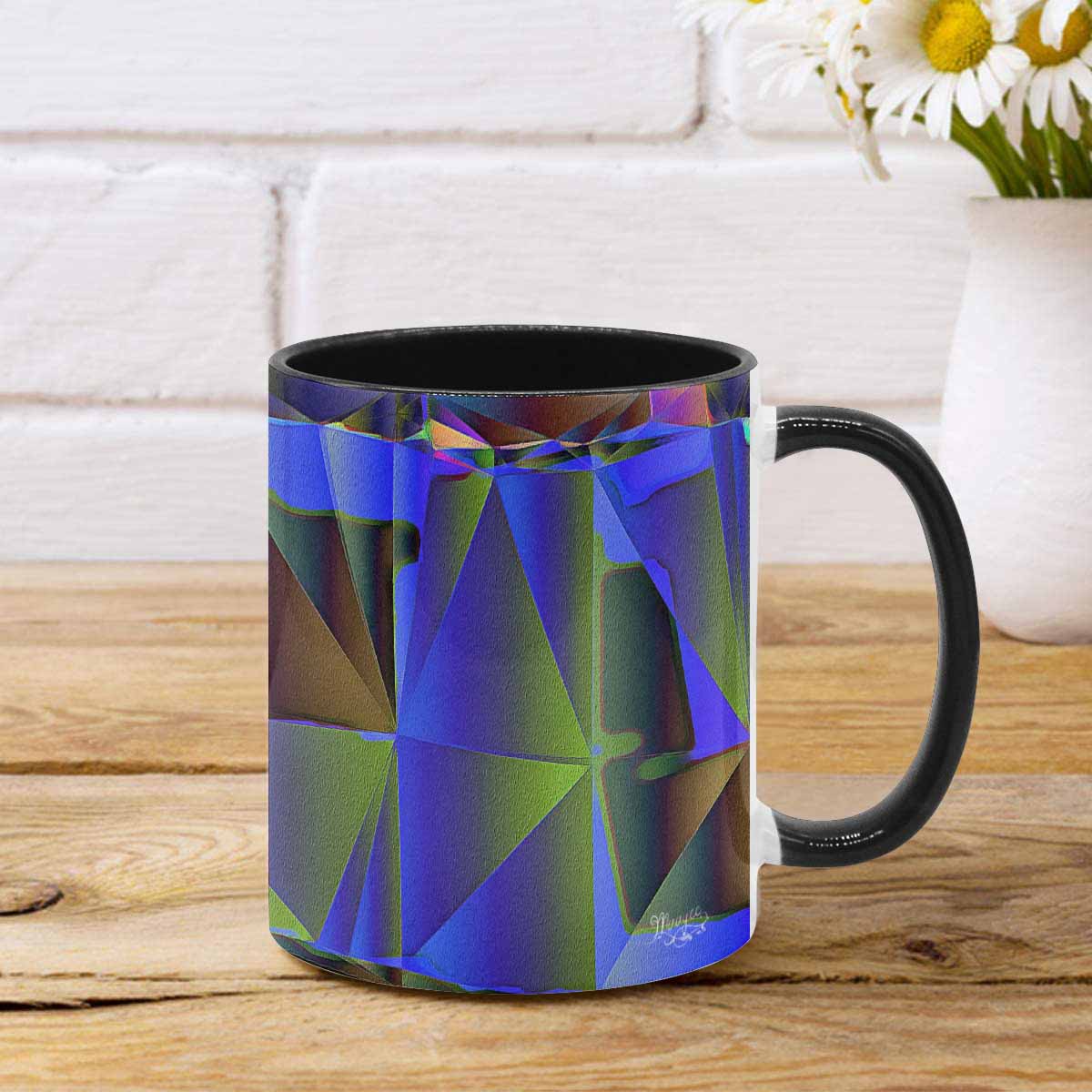 Coffee Mug, tea cup, black core, abstract, design 31