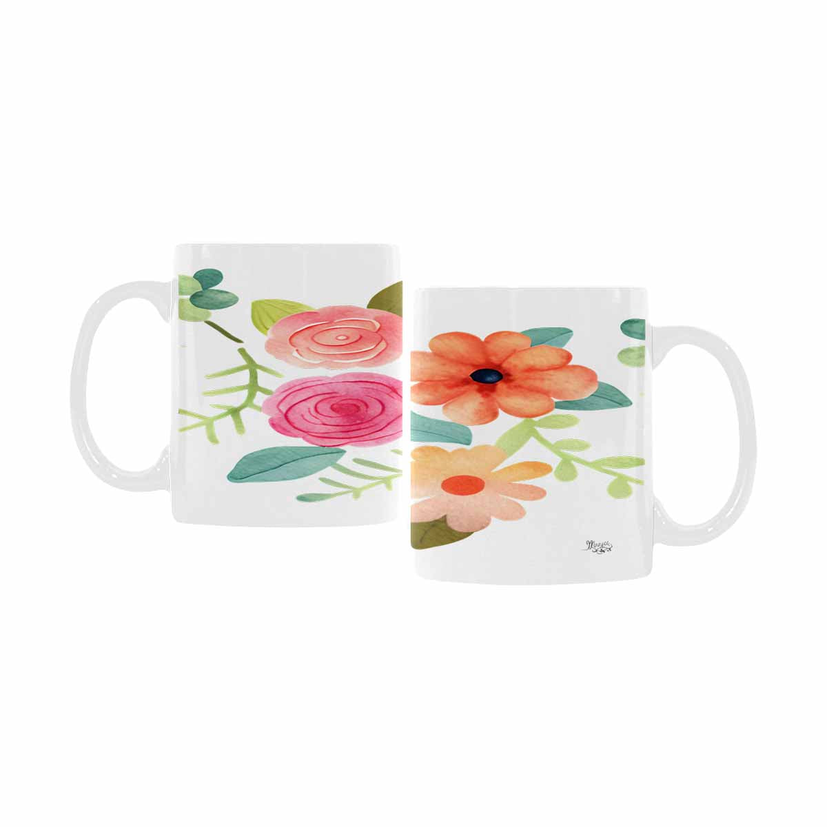 USA made Quality Mug, coffee mug, tea cup, Bright florals, Set 2, design 40