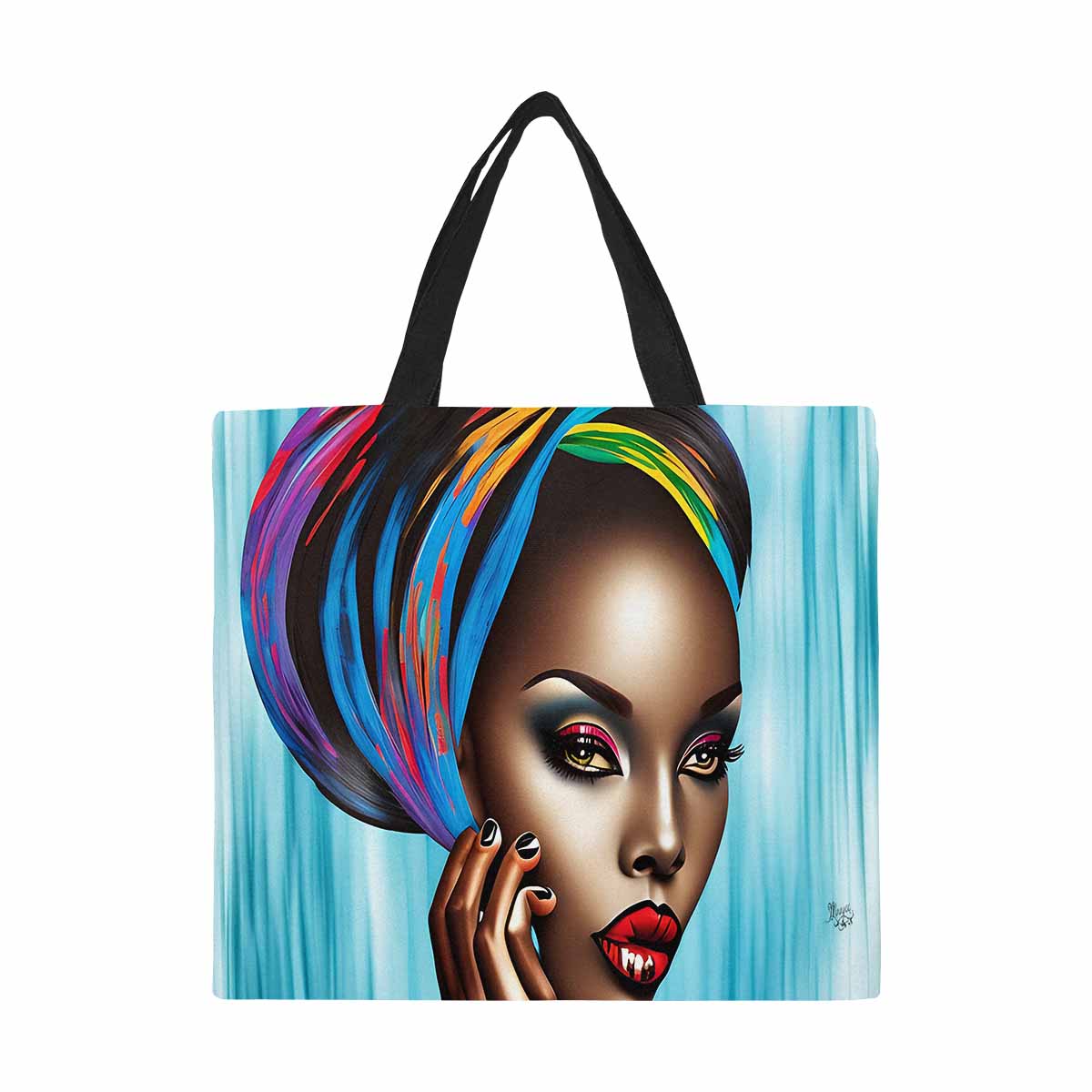 Canvas tote bag, Large, Black Faces, Set 1, design 23