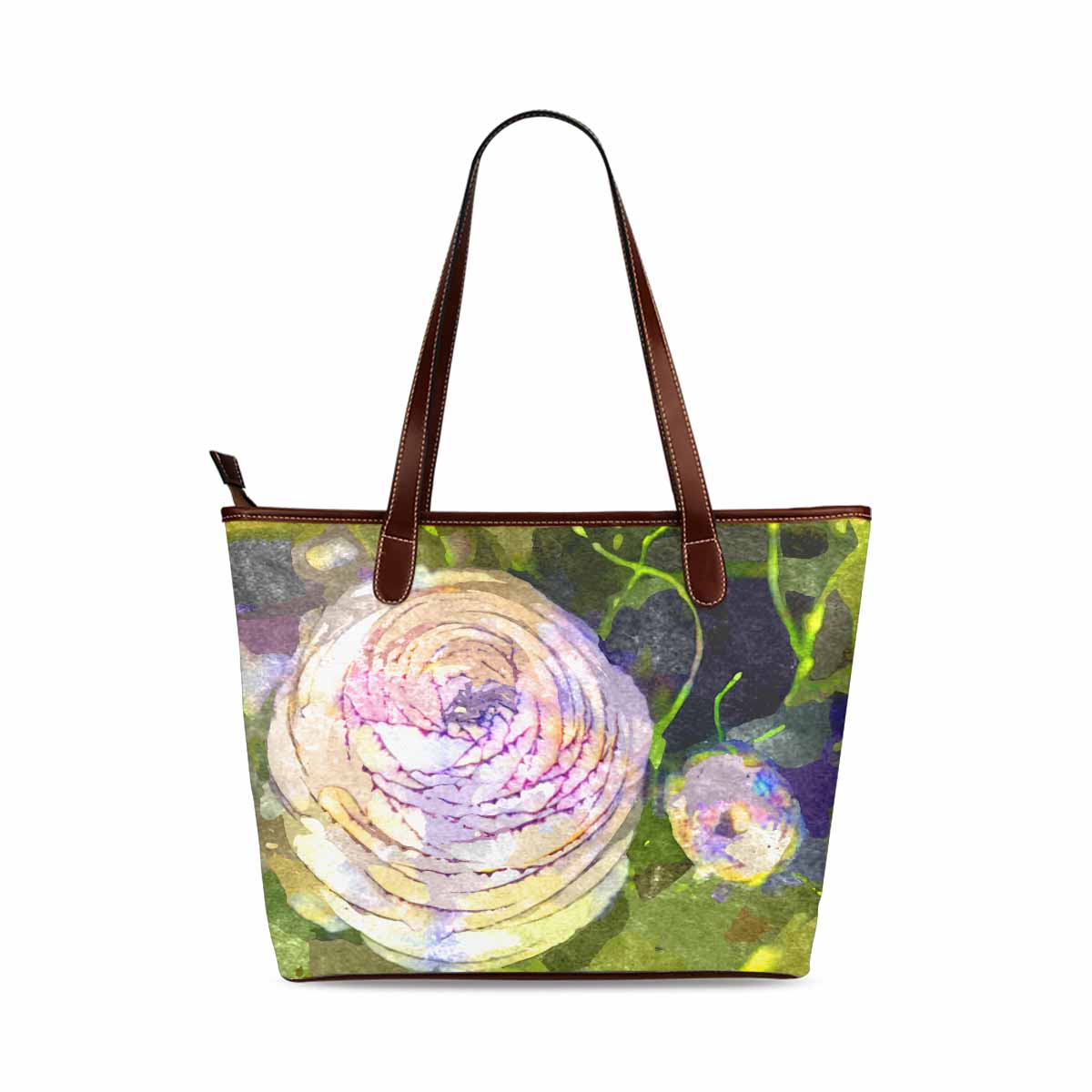 Classic Fabric handbag, watercolor floral, design 210