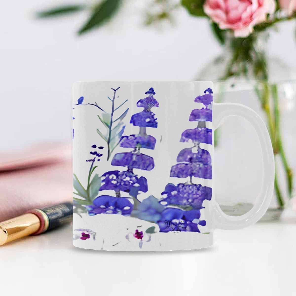 USA made Quality Mug, coffee mug, tea cup, Bright florals, Set 1A, Design 91