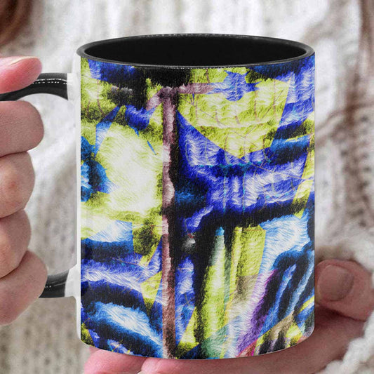 Coffee Mug, tea cup, black core, abstract, design 5