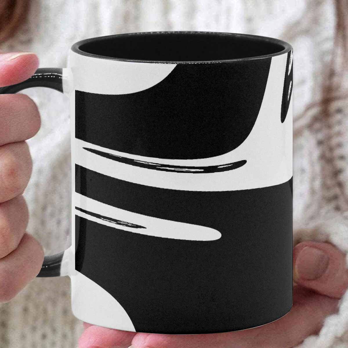 Coffee Mug, tea cup, black core, abstract, design 9