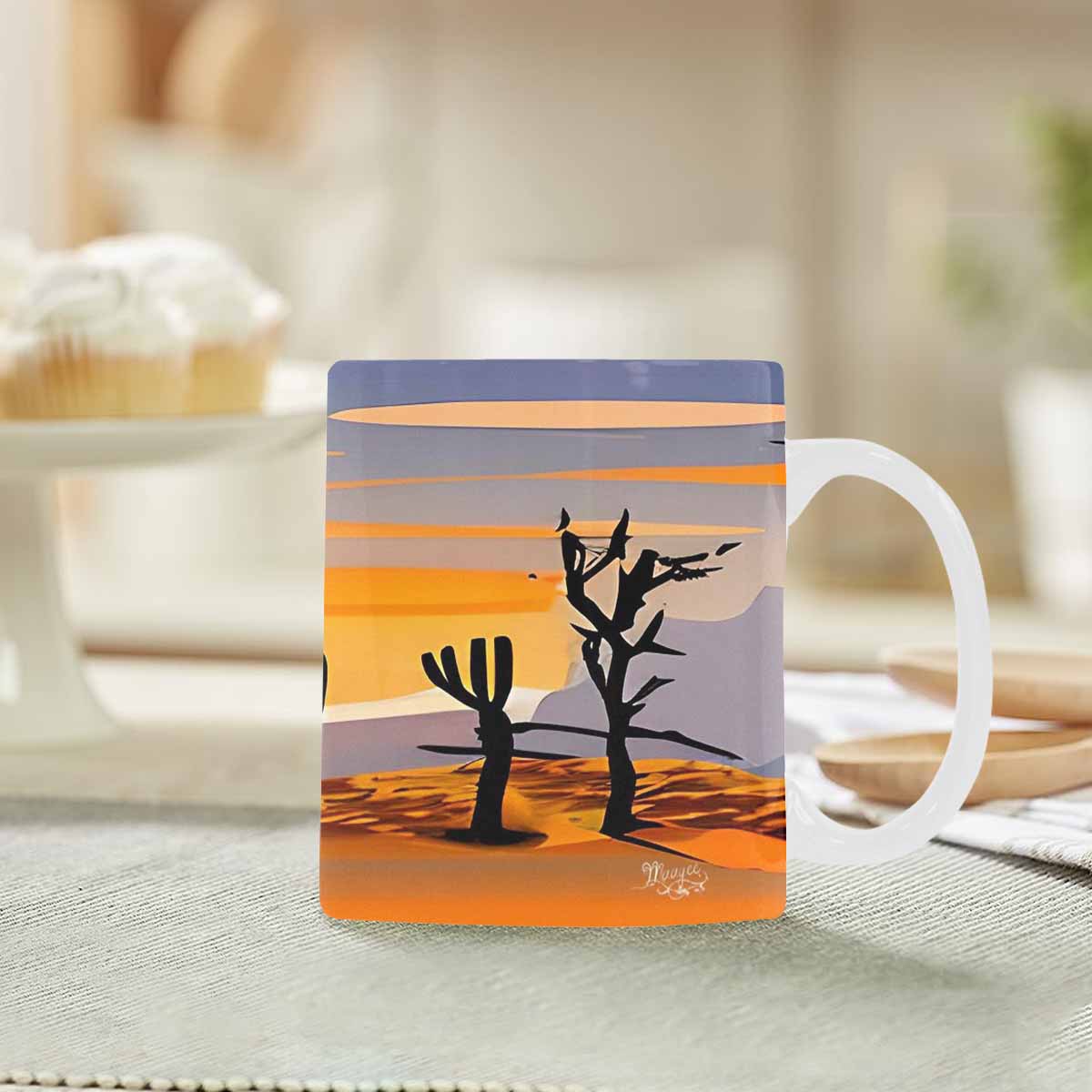 Coffee Mug, tea cup, desert scene, design 96