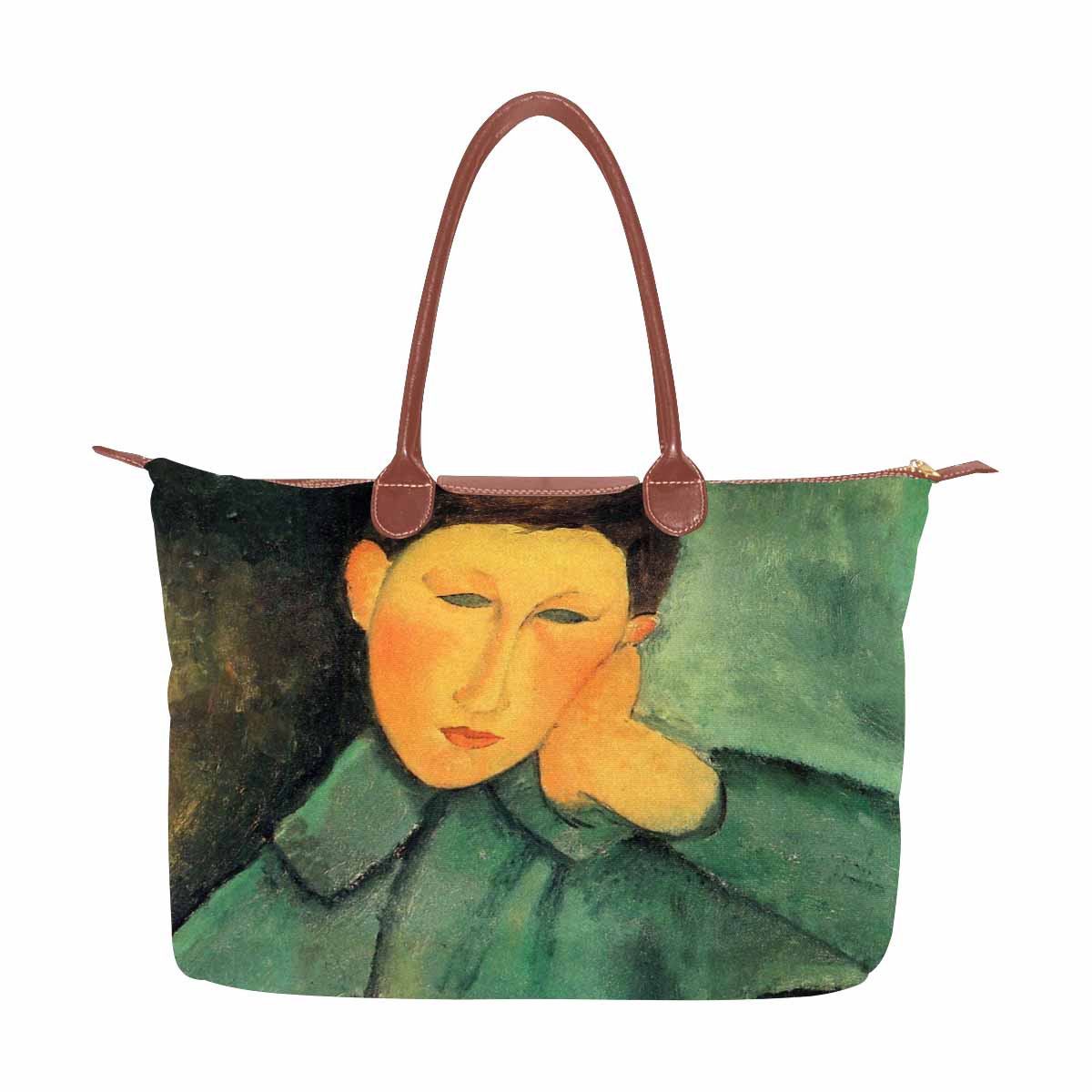 Classic handbag, Modigliani design, choice of 2 colors, Boy in a blue jacket version 1 & 2