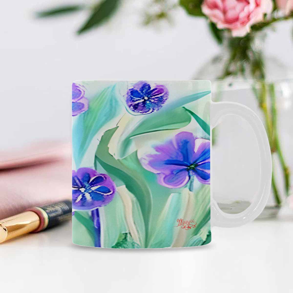 USA made Quality Mug, coffee mug, tea cup, Bright florals, Set 1, Design 64