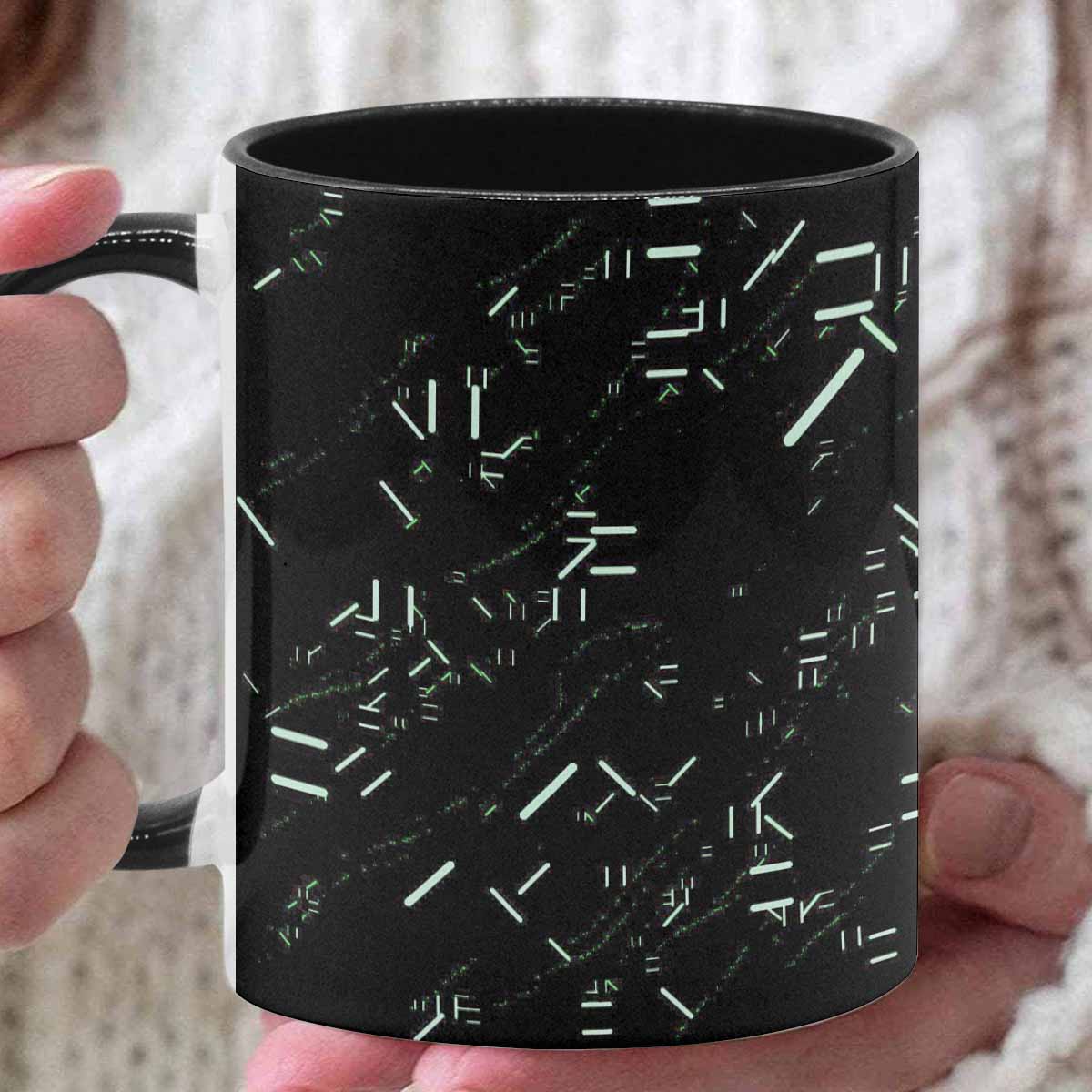 Coffee Mug, tea cup, black core, abstract, design 52